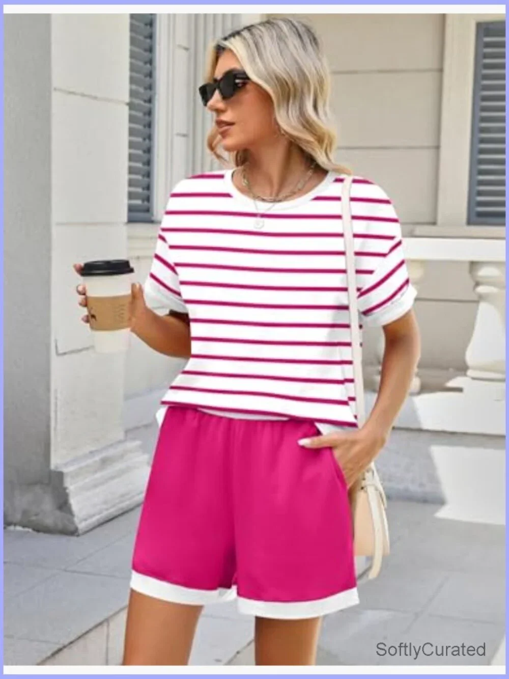 Womens 2 Piece Lounge Set Short Sleeve Matching Sets Soft Shorts with Pockets